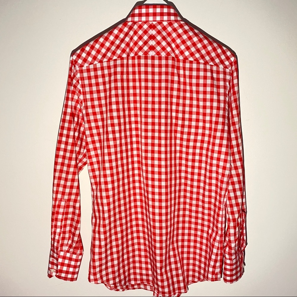 Kent & Curwen Red Gingham Button Down Shirt Size … - image 5